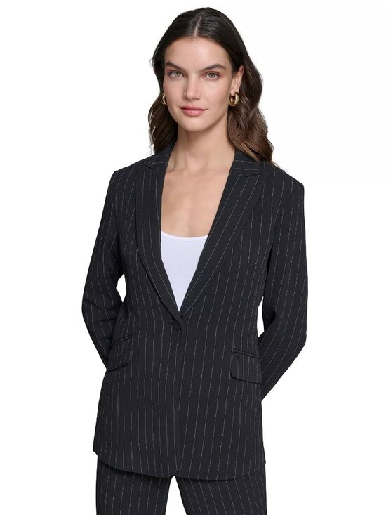 KARL LAGERFELD PARIS Pinstripe Black Blazer/Jacket 1-Button Tailored NWOT Sz10/ - Picture 1 of 2